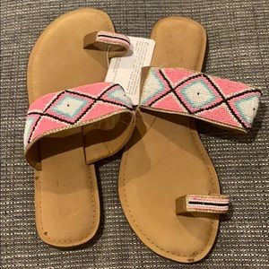 America and Beyond Aztec Beaded Sandals